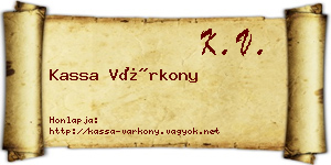 Kassa Várkony névjegykártya